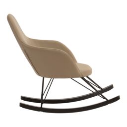 Orsina Light Grey Faux Leather Rocking Chair, Oak Veneer Runners & Lattice Base, Contemporary Accent Chair in Brown - thumbnail 3
