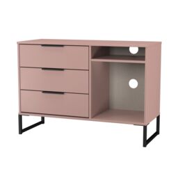 Ready Assembled 2 U Fuji 3 Drawer TV Unit (Ready Assembled) in Dusty Pink - thumbnail 4