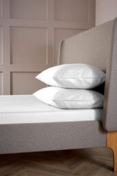 CHRISTY 400TC Luxury Cotton Sateen Plain Dye Bedding Fitted Sheets in White - Size: King Fitted - thumbnail 2