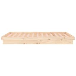 Berkfield Home LED Bed Frame 140x190 cm Solid Wood in Light Brown - thumbnail 8