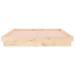Berkfield Home LED Bed Frame 140x190 cm Solid Wood in Light Brown - thumbnail 7