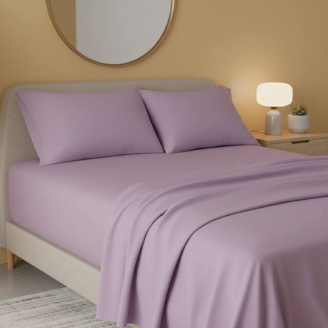 Snug City Flannelette Flat Sheet Soft Brushed Cotton Bedding for Warmth Comfort in Lilac - Size: Single - image 1