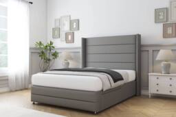 "Comfort Beds Milano Dumfries Divan Base No Drawers - 54"" Wingback-Footboard in Light Grey - Size: Single" - thumbnail 2