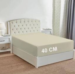 "Homes-Linen 180 Thread Count 16""/40cm Extra Deep Non Iron Fitted Sheet in Cream - Size: King" - thumbnail 1