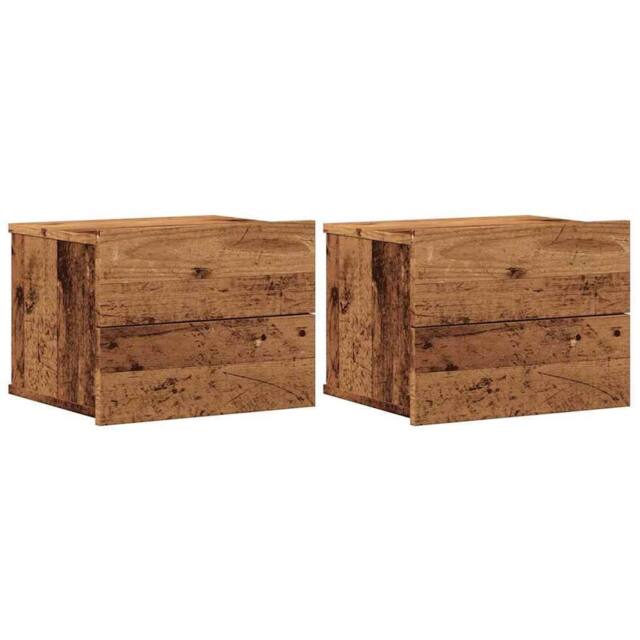 Berkfield Home Wall-mounted Bedside Cabinets 2 pcs Old Wood 40x32x30 cm in Brown - Size: 40 x 32 x 30 cm - image 1