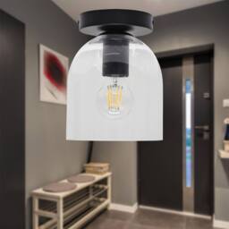 First Choice Lighting Set of 2 Belten - Clear Glass Cloche Black Ceiling Light Fittings - thumbnail 4