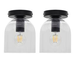 First Choice Lighting Set of 2 Belten - Clear Glass Cloche Black Ceiling Light Fittings - thumbnail 1