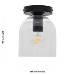 First Choice Lighting Set of 2 Belten - Clear Glass Cloche Black Ceiling Light Fittings - thumbnail 6