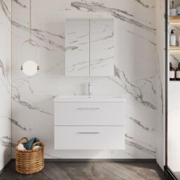 Balterley Bathroom Wall Hung 2 Soft Close Drawer Vanity Unit, Satin Green, 610mm in White - thumbnail 2