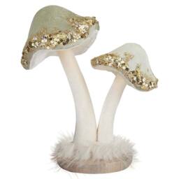 VFM e-Store Christmas Velvet Mushroom Decoration 21cm x 19cm Green X 1 - Size: 21 cm x 19 cm