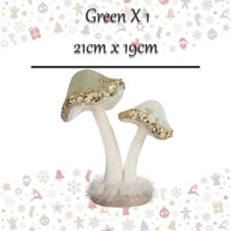 VFM e-Store Christmas Velvet Mushroom Decoration 21cm x 19cm Green X 1 - Size: 21 cm x 19 cm - thumbnail 2