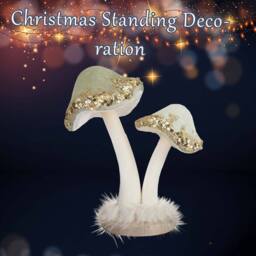 VFM e-Store Christmas Velvet Mushroom Decoration 21cm x 19cm Green X 1 - Size: 21 cm x 19 cm - thumbnail 3