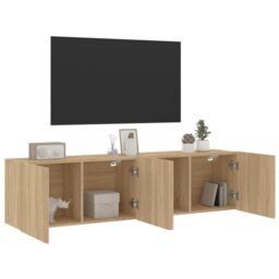 Berkfield Home TV Cabinets Wall-mounted 2 pcs Sonoma Oak 80x30x41 cm in Brown - Size: 80 x 30 x 41 cm - thumbnail 5