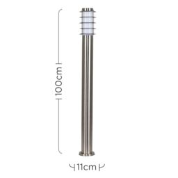 ValueLights Wharf Set of 2 Stainless Steel Outdoor 1000mm Ground Post Bollard Lights in Silver - thumbnail 6