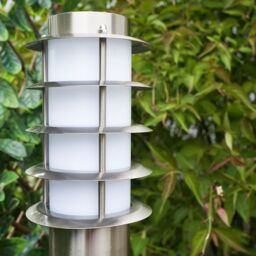 ValueLights Wharf Set of 2 Stainless Steel Outdoor 1000mm Ground Post Bollard Lights in Silver - thumbnail 1