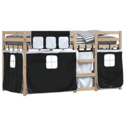 Berkfield Home Bunk Bed without Mattress White&Black 90x200 cm Solid Wood Pine in Black - thumbnail 4