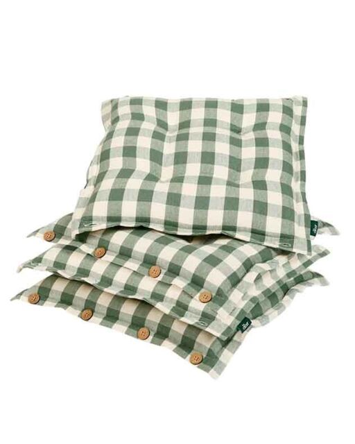 Dibor Set of 4 Green Gingham Summer Outdoor Garden Chair Seat Pad Cushions W40 x L40cm - Size: 40 cm x 40 cm - image 1