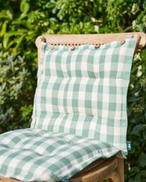 Dibor Set of 4 Green Gingham Summer Outdoor Garden Chair Seat Pad Cushions W40 x L40cm - Size: 40 cm x 40 cm - thumbnail 2