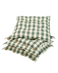 Dibor Set of 4 Green Gingham Summer Outdoor Garden Chair Seat Pad Cushions W40 x L40cm - Size: 40 cm x 40 cm - thumbnail 1