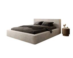 Stratus Interiors Optimus Luxury Velvet Bed Frame with Chevron Panel Headboard Set in Beige - Size: Super King - thumbnail 3