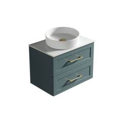 Bathroom Kingdom Bakewell Smoked Sage Wall Hung Basin Vanity 600mm in Teal - thumbnail 1