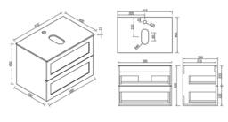 Bathroom Kingdom Bakewell Smoked Sage Wall Hung Basin Vanity 600mm in Teal - thumbnail 3