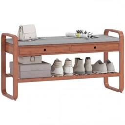 HOMCOM Shoe Bench with 2 Drawers Cushioned Seat Storage Shelf 130 kg 105 cm in Dark Brown - thumbnail 2