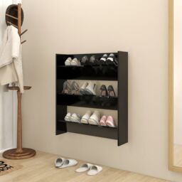 Berkfield Home Wall Shoe Cabinet Black 80x18x90 cm Engineered Wood - Size: 80 x 18 x 90 cm