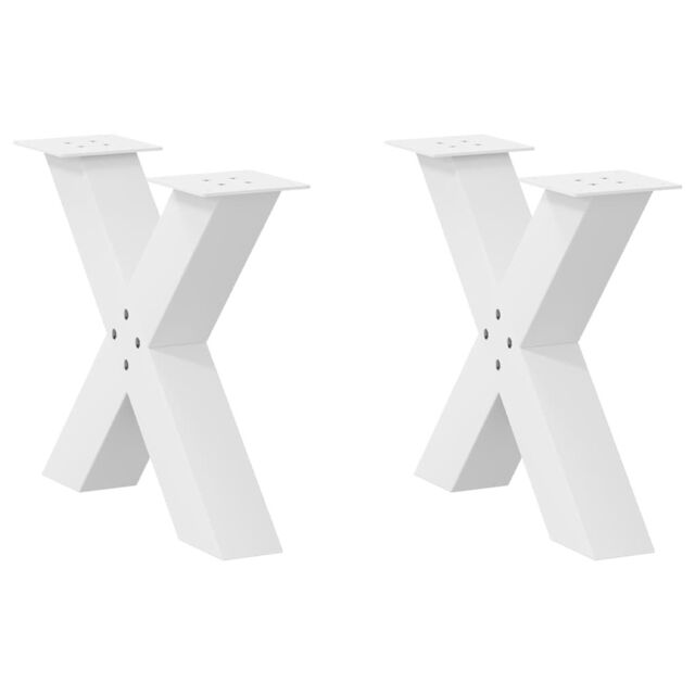 Berkfield Home Coffee Table Legs X-Shaped 2 pcs White 50x(42-43) cm Steel - image 1