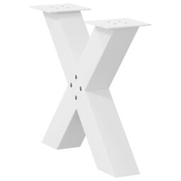 Berkfield Home Coffee Table Legs X-Shaped 2 pcs White 50x(42-43) cm Steel - thumbnail 4
