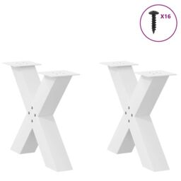 Berkfield Home Coffee Table Legs X-Shaped 2 pcs White 50x(42-43) cm Steel - thumbnail 3