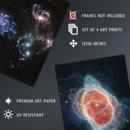 Artery8 Pack of 4 NASA James Webb Space Telescope Images Fomalhaut Southern Ring Nebula Stephan's Quintet Galaxies Unframed Wall Art Living Room - thumbnail 4