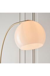 Netlighting Otto Floor Lamp Satin Brushed Gold Effect Plate & Gloss Opal Glass 1 Light IP20 E27 - thumbnail 3