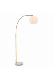 Netlighting Otto Floor Lamp Satin Brushed Gold Effect Plate & Gloss Opal Glass 1 Light IP20 E27