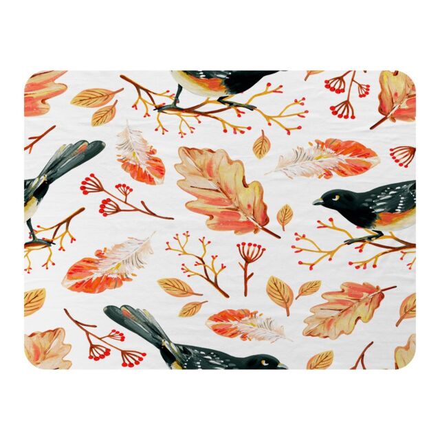 Benjamin Tate Design Birds & Leaves In Autumn Blanket in Natural - Size: 120 cm x 150 cm - image 1