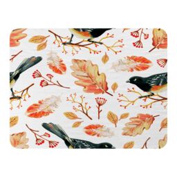 Benjamin Tate Design Birds & Leaves In Autumn Blanket in Natural - Size: 120 cm x 150 cm - thumbnail 1