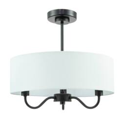 Happy Homewares Traditional Chandelier Semi Flush Ceiling Light with Linen Shade in Black - thumbnail 2