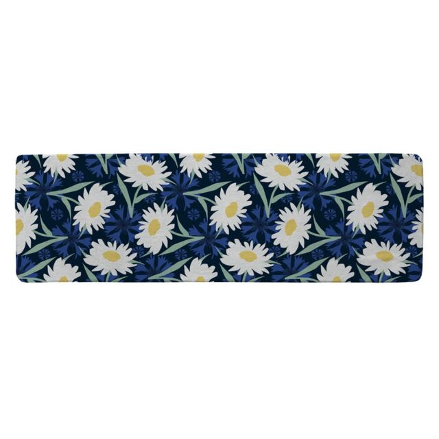 Benjamin Tate Design Daisies On Navy Runner Rug in Natural - Size: 67 cm x 230 cm - image 1