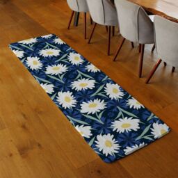 Benjamin Tate Design Daisies On Navy Runner Rug in Natural - Size: 67 cm x 230 cm - thumbnail 2