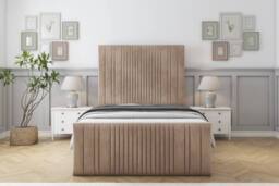"Comfort Beds The Foxy Naples Bed Frame - 50"" Upholstered Headboard in Light Brown - Size: Super King" - thumbnail 2