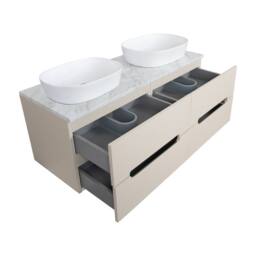 Bathroom Kingdom Monza Oatmeal & Grey Fluted Wall Hung Vanity Basin 1200mm - thumbnail 2