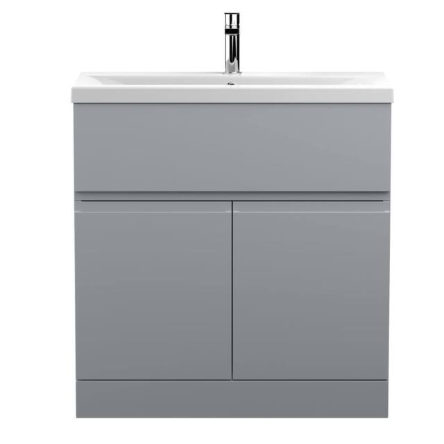 Balterley Mavesyn 2 Door 1 Drawer Vanity Basin Unit, Satin Grey, 800mm in Grey - image 1