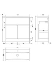 Balterley Mavesyn 2 Door 1 Drawer Vanity Basin Unit, Satin Grey, 800mm in Grey - thumbnail 2