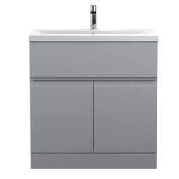 Balterley Mavesyn 2 Door 1 Drawer Vanity Basin Unit, Satin Grey, 800mm in Grey