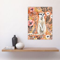 "Artery8 Cute Meerkat with Wildflowers Orange Watercolour Wall Art Print - Size: W18"" x H24""" - thumbnail 4