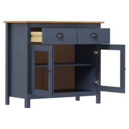 Berkfield Home Sideboard Hill Grey 90x40x80 cm Solid Pine Wood in Dark Blue - Size: 90 x 40 x 80 cm