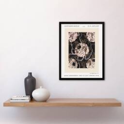Artery8 Vintage Art Deco Flower Pattern Vintage Framed Wall Art Print Seguy in Beige - Size: A4 - thumbnail 4