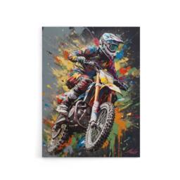 "Artery8 Dirt Bike Sport Motocross Paint Splat Canvas Wall Art Print - Size: W18"" x H24""" - thumbnail 1