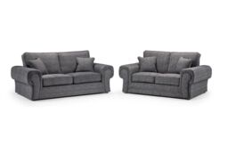 Furniture 786 Wilcot Lisbon Fabric 3+ 2 seater Sofa Set in Grey - thumbnail 1