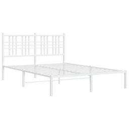 Berkfield Home Metal Bed Frame without Mattress with Headboard White 140x200cm - Size: 140x200 cm - thumbnail 3